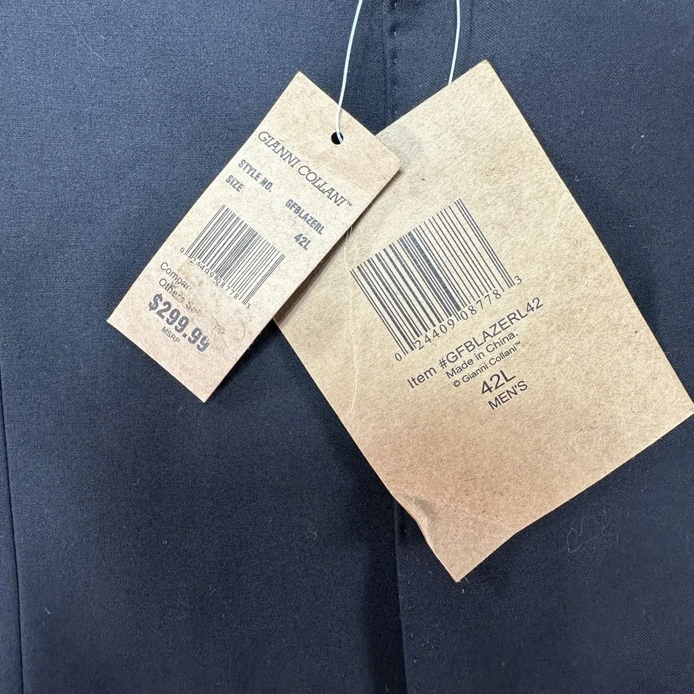 Gianni Collani Blazer Men's 42L Black Wool Blend Suit Jacket Sport Coat‎ Classic